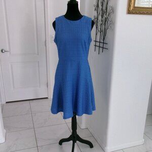 New Donna Morgan Cabin Blue Fit and Flare Textured Dress Sleeveless 8 NWT